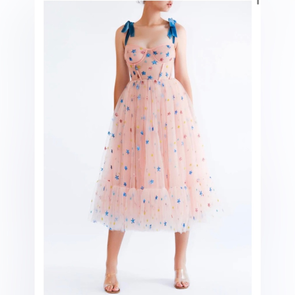Lirika Matoshi Pink Sky Midi Dress
